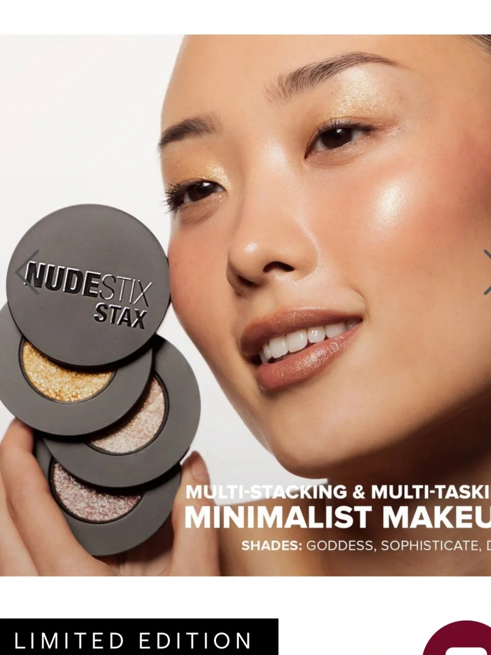 NUDESTIX Stax Shimmer Eyeshadow Trio — Peach, Rose Gold & Gold